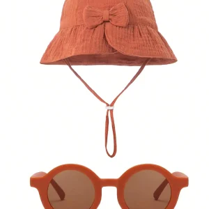 Bob de soleil en coton pour bébé avec lunettes  imprimé